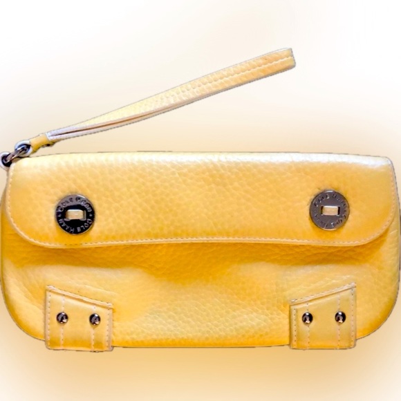 Cole Haan | Village spog yellow leather clutch wristlet handbag - Picture 1 of 15